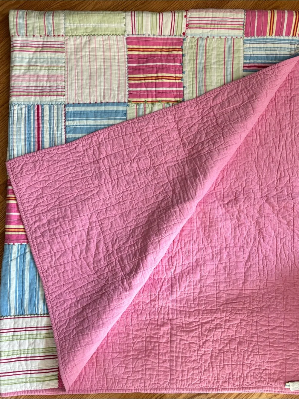 Pottery Barn Kids Pink Madras Plaid Quilt - Twin